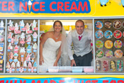 Bride and Groom surprise Friends and Family by arriving in Mister Nice Cream's Ice Cream Van