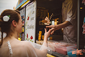 Ice cream cone with toppings, delights the wedding guests at Stratton Court Barn.