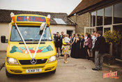 Ice cream van of Mister Nice Cream hired for Jo and Siobhann's wedding at Stratton Court Barn located in Bicester.