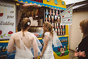 Bride and Groom, Jo and Siobhann hired Mister Nice Cream's ice cream van for their marriage reception in Bicester UK.