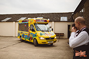 Mister Nice Cream arrives in the ice cream van for the wedding of Jo and Siobhann.