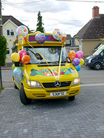 Mister Nice Cream's ice cream van arrives at the birthday part of Casey in Oxfordshire.