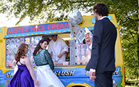 The bride and the groom, enjoying delicious ice creams served by Mister Nice Cream ice cream man in Chalgrove wedding!