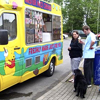 Photos of Holly the Dog - Awaiting Mr. Nice Cream's arrival in United Kingdom with his Ice Cream Van.